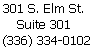 301 S. Elm St. 
Suite 301 
(336) 334-0102